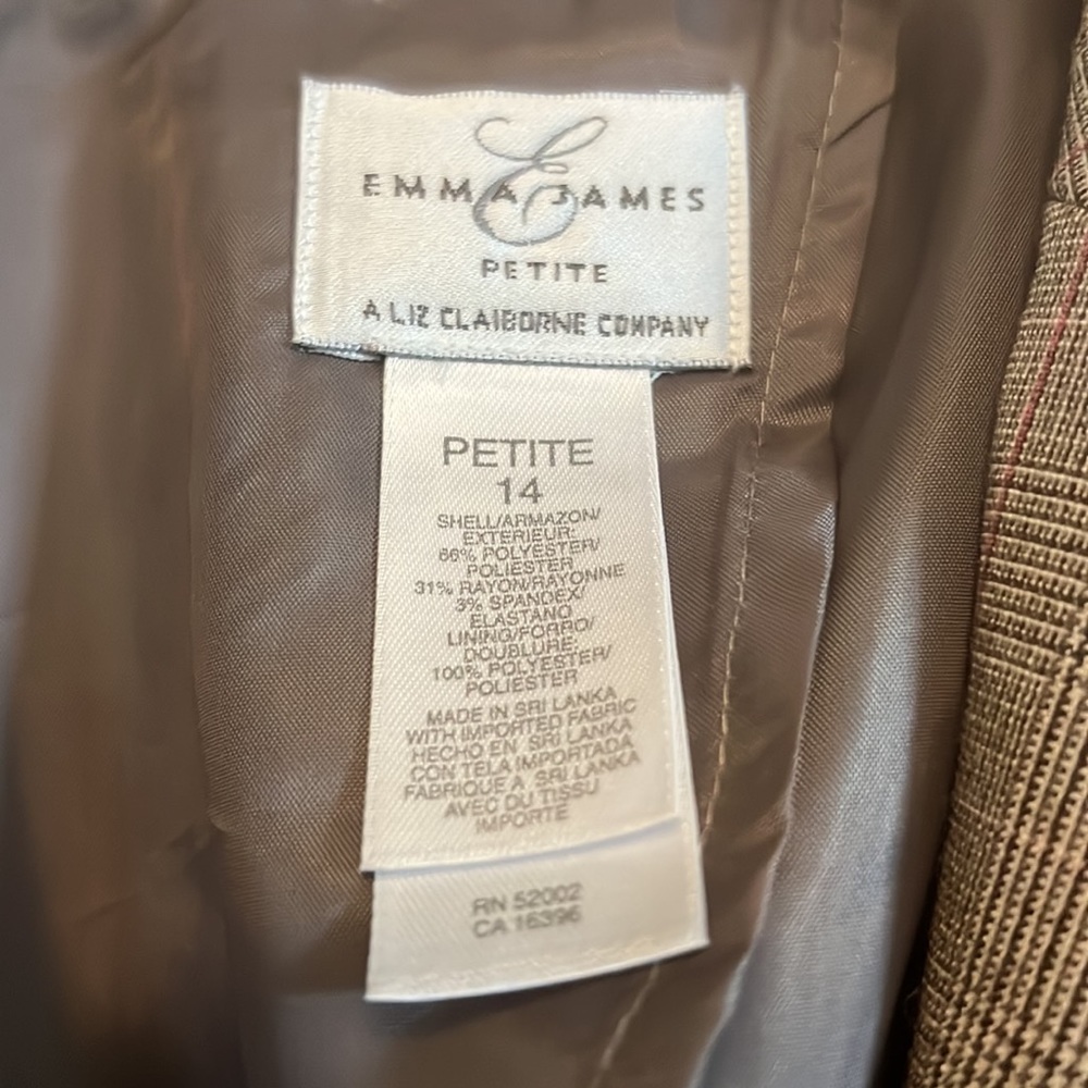 Like new Emma James stretch suit jacket and pants grey pink white black pattern - Picture 7 of 9